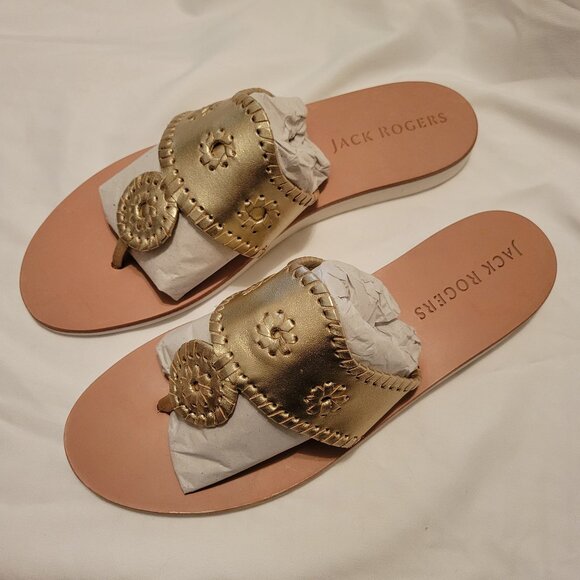 Jack Rogers- Leather Boating Sandals- Gold- Women's 9 New WO box - Picture 4 of 7